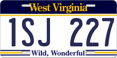 WV license plate 1SJ227