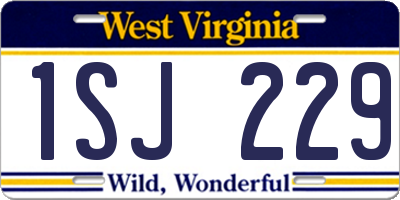 WV license plate 1SJ229