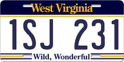 WV license plate 1SJ231