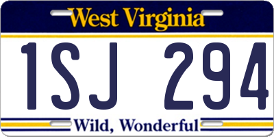 WV license plate 1SJ294