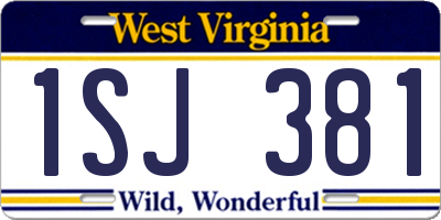 WV license plate 1SJ381