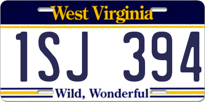 WV license plate 1SJ394