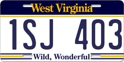 WV license plate 1SJ403