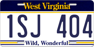 WV license plate 1SJ404