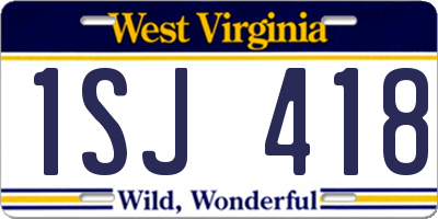 WV license plate 1SJ418