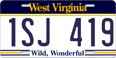 WV license plate 1SJ419