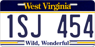 WV license plate 1SJ454