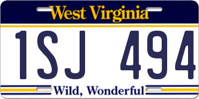 WV license plate 1SJ494