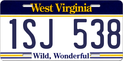WV license plate 1SJ538