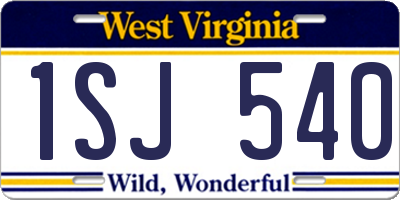 WV license plate 1SJ540