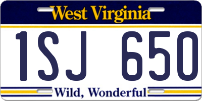 WV license plate 1SJ650