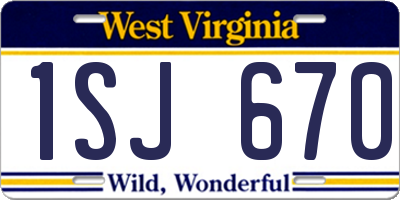 WV license plate 1SJ670