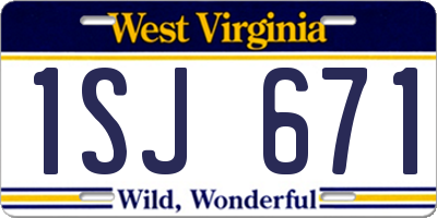 WV license plate 1SJ671