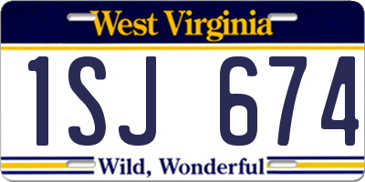 WV license plate 1SJ674