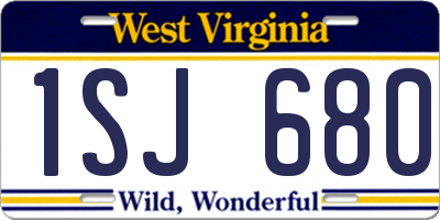 WV license plate 1SJ680