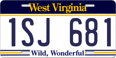 WV license plate 1SJ681