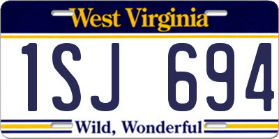 WV license plate 1SJ694