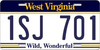 WV license plate 1SJ701