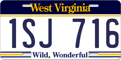 WV license plate 1SJ716