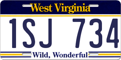 WV license plate 1SJ734