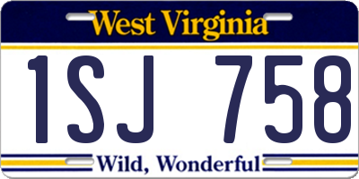 WV license plate 1SJ758