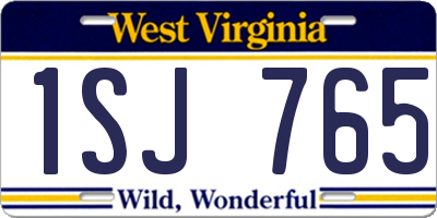 WV license plate 1SJ765