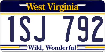 WV license plate 1SJ792