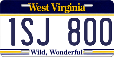 WV license plate 1SJ800