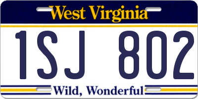 WV license plate 1SJ802