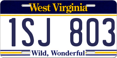 WV license plate 1SJ803