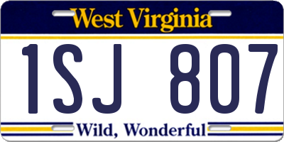 WV license plate 1SJ807