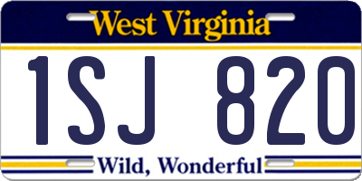 WV license plate 1SJ820