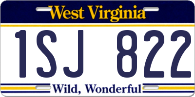 WV license plate 1SJ822