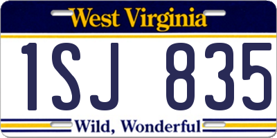 WV license plate 1SJ835