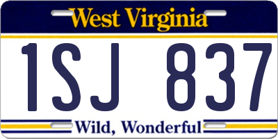 WV license plate 1SJ837