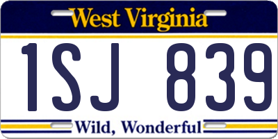 WV license plate 1SJ839