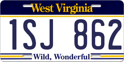 WV license plate 1SJ862