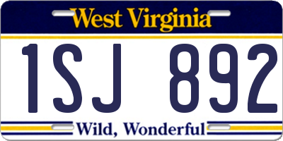 WV license plate 1SJ892
