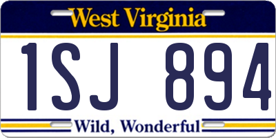 WV license plate 1SJ894