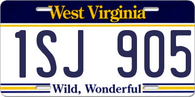 WV license plate 1SJ905