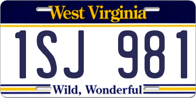 WV license plate 1SJ981