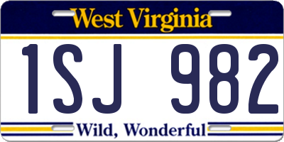 WV license plate 1SJ982
