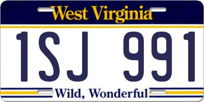 WV license plate 1SJ991