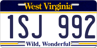 WV license plate 1SJ992