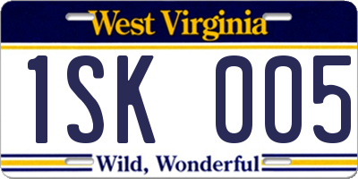 WV license plate 1SK005