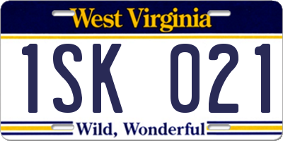 WV license plate 1SK021