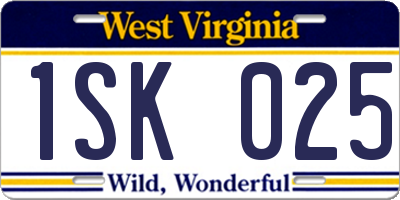WV license plate 1SK025