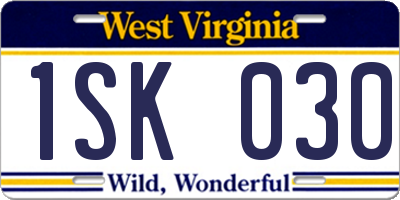 WV license plate 1SK030