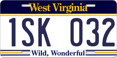 WV license plate 1SK032