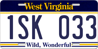 WV license plate 1SK033